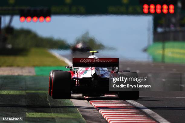 Antonio Giovinazzi of Italy driving the Alfa Romeo Racing C41 Ferrari during qualifying ahead of the F1 Grand Prix of Hungary at Hungaroring on July...