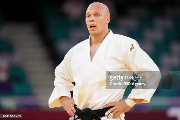 Henk Grol of the Netherlands competing on Mixed Team Quarterfinals during the Tokyo 2020 Olympic Games at the Nippon Budokan on July 31, 2021 in...
