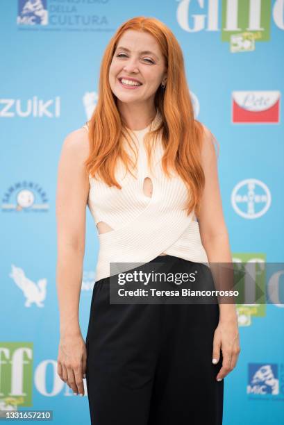 Veronica Scopelliti, aka Noemi, attends the photocall at the Giffoni Film Festival 2021 on July 31, 2021 in Giffoni Valle Piana, Italy.