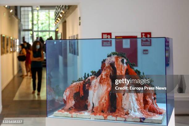 Woman enters the room where the works that make up the exhibition 'Catorce relatos breves' , at the Casa de Vacas Cultural Center, on July 29 in...