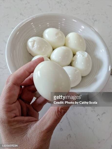 eggs - hard boiled eggs stock-fotos und bilder