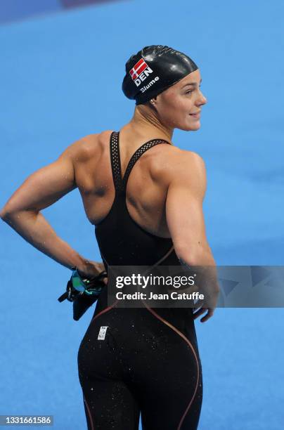 Pernille Blume of Denmark during the Women's 50m Freestyle semifinal on day eight of the swimming competition of the Tokyo 2020 Olympic Games at...