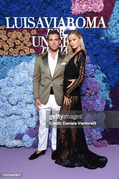 Tommaso Chiabra and Frida Aasen attend the LuisaViaRoma for Unicef event at La Certosa di San Giacomo on July 31, 2021 in Capri, Italy.