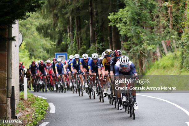 Charlie Quarterman of United Kingdom and Team Trek - Segafredo leads The Peloton during the 41st Donostia San Sebastian Klasikoa 2021 a 223,5km race...