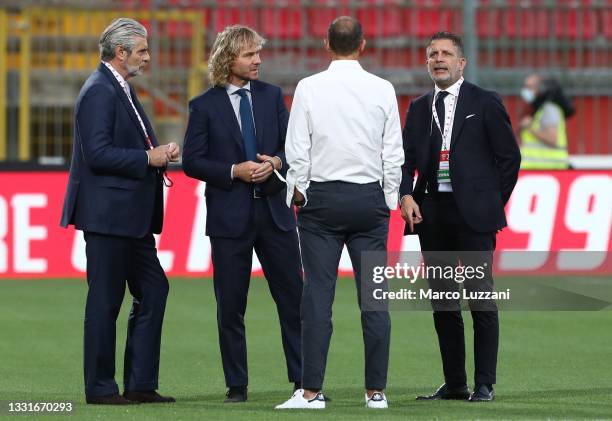 Maurizio Arrivabene, Pavel Nedved, Massimiliano Allegri and Federico Cherubini of Juventus FC before the AC Monza v Juventus FC - Trofeo Berlusconi...