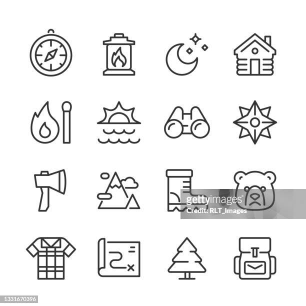 wildnis icons — monoline serie - all shirts stock-grafiken, -clipart, -cartoons und -symbole