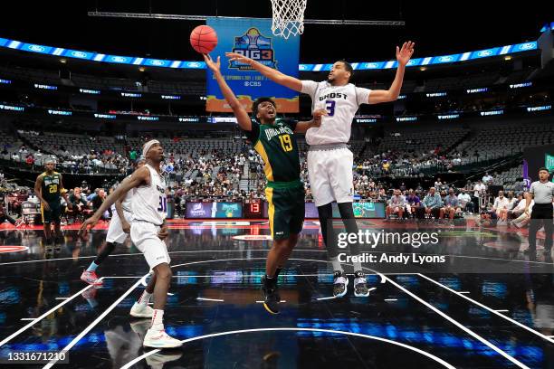 Leandro Barbosa of the Ball Hogs attempts a shot while being guarded by Chris Johnson of the Ghost Ballers during BIG3 - Week Four at the American...