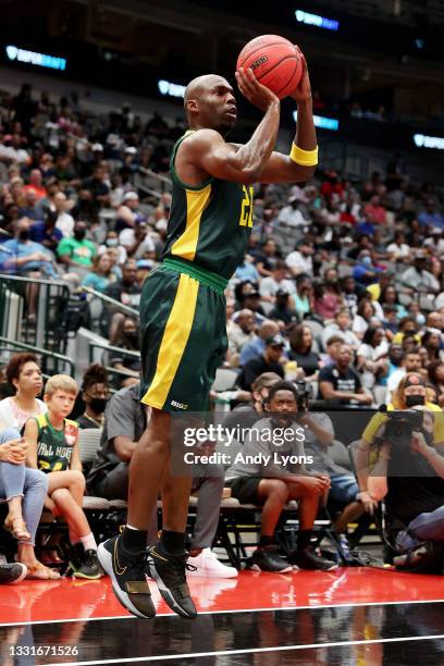 Jodie Meeks of the Ball Hogs attempts a shot during the game against the Ghost Ballers during BIG3 - Week Four at the American Airlines Center on...
