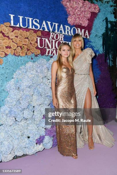 Leni Klum and Heidi Klum attend the LuisaViaRoma for Unicef event at La Certosa di San Giacomo on July 31, 2021 in Capri, Italy.