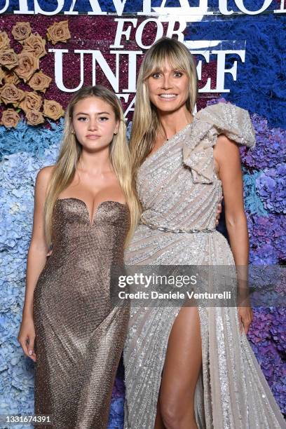 Leni Klum and Heidi Klum attend the LuisaViaRoma for Unicef event at La Certosa di San Giacomo on July 31, 2021 in Capri, Italy.