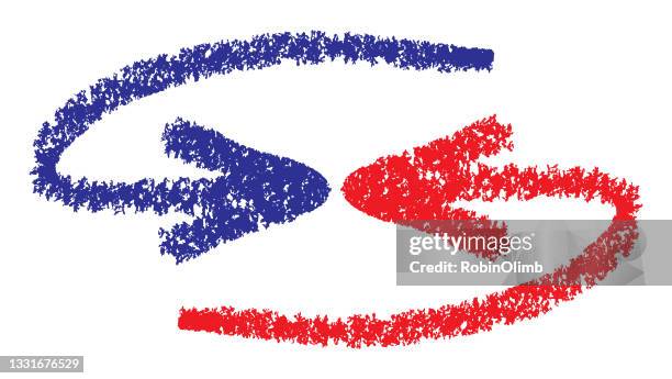 red and blue crayon arrows - good friday agreement stock illustrations