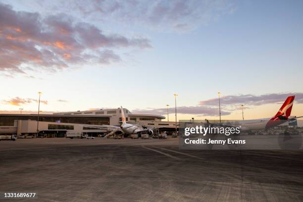 General view of Sydney International Airport from the tarmac on August 01, 2021 in Sydney, Australia.