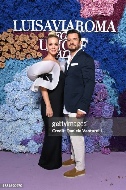Katy Perry and Orlando Bloom attend the LuisaViaRoma for Unicef event at La Certosa di San Giacomo on July 31, 2021 in Capri, Italy.