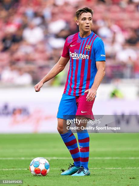 Nico Gonzalez of FC Barcelona with the ball during a pre-season friendly match between VfB Stuttgart and FC Barcelona at Mercedes-Benz Arena on July...