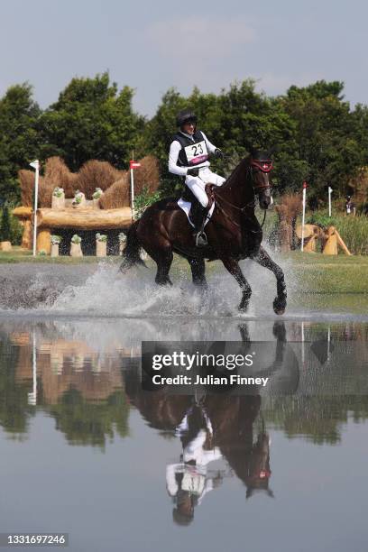 Peter T. Flarup of Team Denmark riding Fascination clears a jump during the Eventing Cross Country Team and Individual on day nine of the Tokyo 2020...