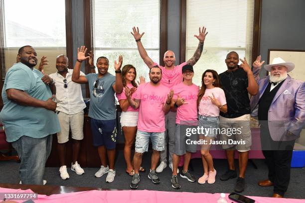 Quinton Aaron, Keith Bullock, Karly Kirkpatrick, Chris Kirkpatrick, Mike Caussin, Scott Stapp, Jacklyn Stapp, Marcus Robinson and Wayne Morgan attend...