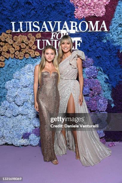 Leni Klum and Heidi Klum attend the LuisaViaRoma for Unicef event at La Certosa di San Giacomo on July 31, 2021 in Capri, Italy.