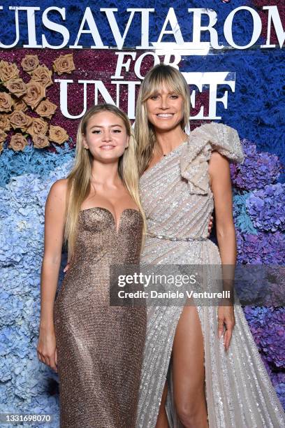 Leni Klum and Heidi Klum attend the LuisaViaRoma for Unicef event at La Certosa di San Giacomo on July 31, 2021 in Capri, Italy.