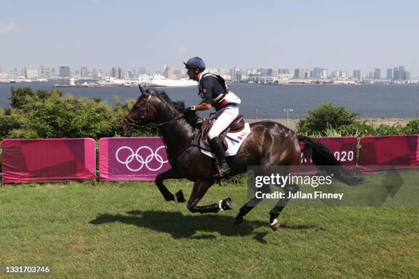 Nicolas Touzaint of Team France riding Absolut Gold competes during the Eventing Cross Country Team and Individual on day nine of the Tokyo 2020...