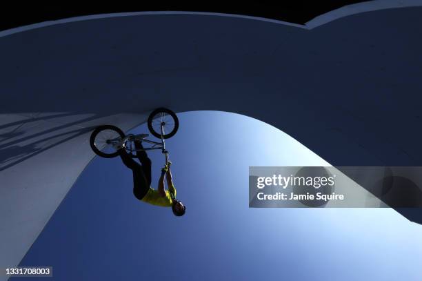 Natalya Diehm of Team Australia practices prior to during the Women's Park Final of the BMX Freestyle on day nine of the Tokyo 2020 Olympic Games at...