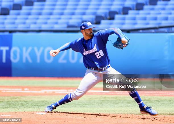 Pitcher Joshua Zeid of Team Israel pitches against Team Mexico in the first inning during round one of baseball team competition on day nine of the...