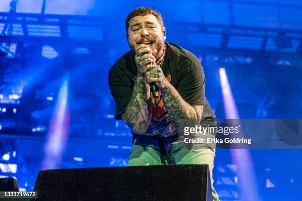 Post Malone performs during 2021 Lollapalooza at Grant Park on July 31, 2021 in Chicago, Illinois.