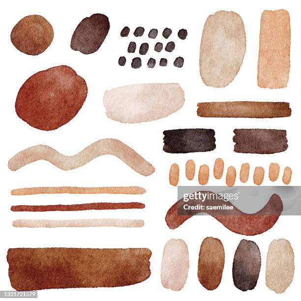 aquarell erdige abstrakte formen - brown watercolor stock-grafiken, -clipart, -cartoons und -symbole