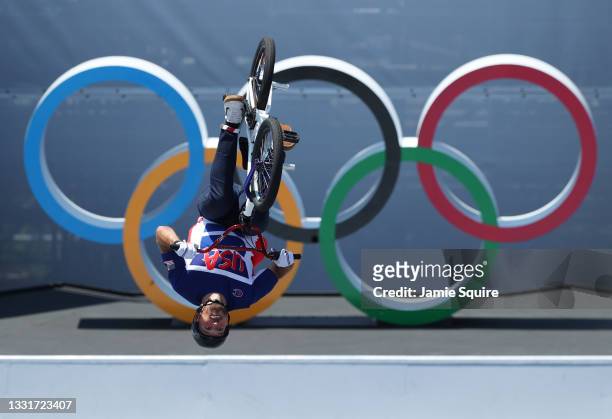 Nick Bruce of Team United States competes during the Men's Park Final of the BMX Freestyle on day nine of the Tokyo 2020 Olympic Games at Ariake...