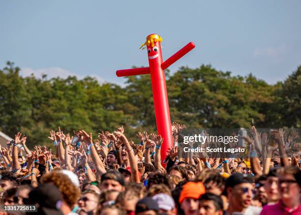 Festival-goers attend day 3 of Lollapalooza at Grant Park on July 30, 2021 in Chicago, Illinois.