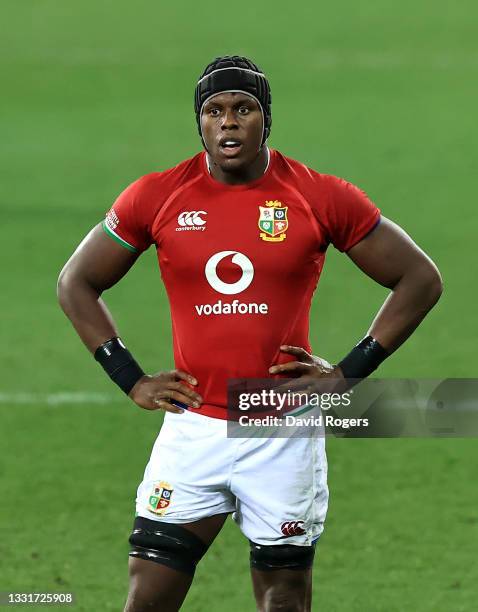 Maro Itoje of the Lions during the 2nd test match between South Africa Springboks and the British & Irish Lions at Cape Town Stadium on July 31, 2021...