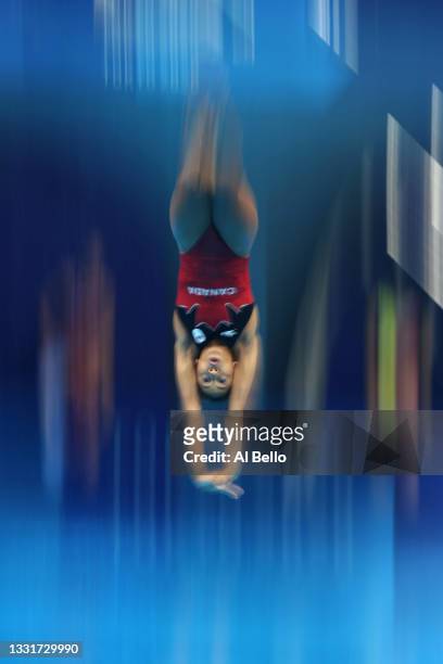 Jennifer Abel of Team Canada competes in the Women's 3m Springboard Final on day nine of the Tokyo 2020 Olympic Games at Tokyo Aquatics Centre on...