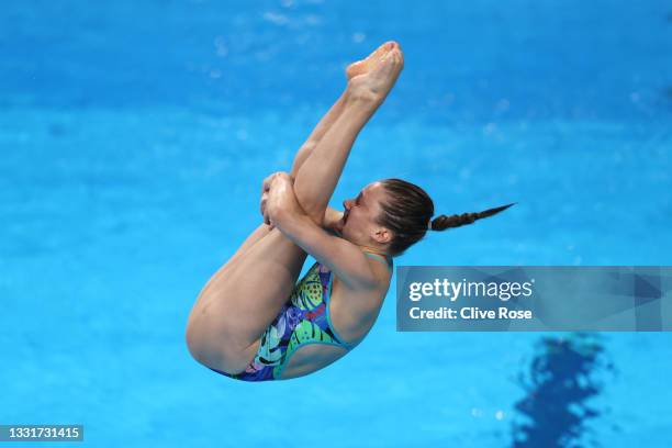 Tina Punzel of Team Germany competes in the Women's 3m Springboard Final on day nine of the Tokyo 2020 Olympic Games at Tokyo Aquatics Centre on...