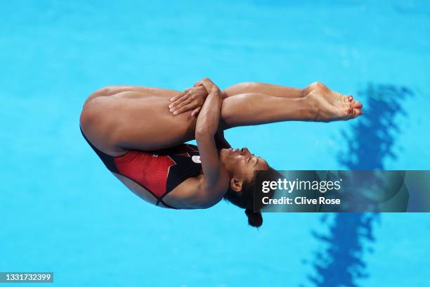 Jennifer Abel of Team Canada competes in the Women's 3m Springboard Final on day nine of the Tokyo 2020 Olympic Games at Tokyo Aquatics Centre on...