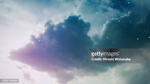 image of data passing through the clouds - クラウド ストックフォトと画像