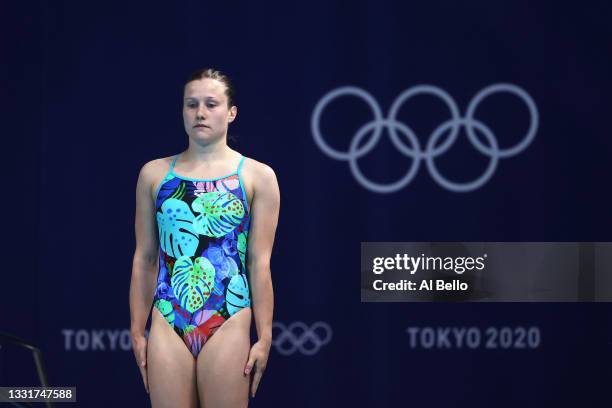 Tina Punzel of Team Germany competes in the Women's 3m Springboard Final on day nine of the Tokyo 2020 Olympic Games at Tokyo Aquatics Centre on...