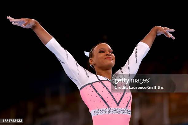 Rebeca Andrade of Team Brazil competes in the Women's Vault Final on day nine of the Tokyo 2020 Olympic Games at Ariake Gymnastics Centre on August...
