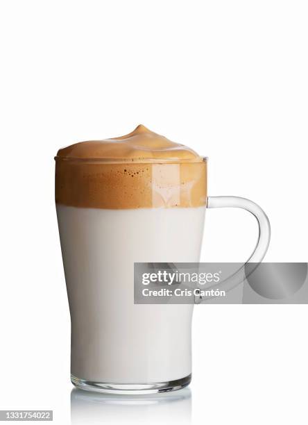 dalgona coffee on white background - coffee foam imagens e fotografias de stock