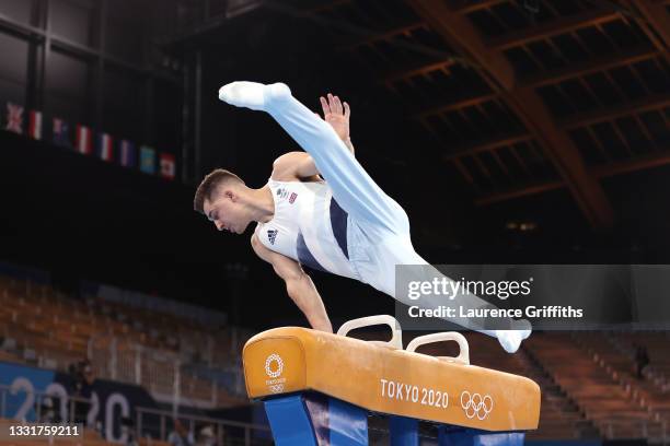 Max Whitlock of Team Great Britain competes in the Men's Pommel Horse Final on day nine of the Tokyo 2020 Olympic Games at Ariake Gymnastics Centre...
