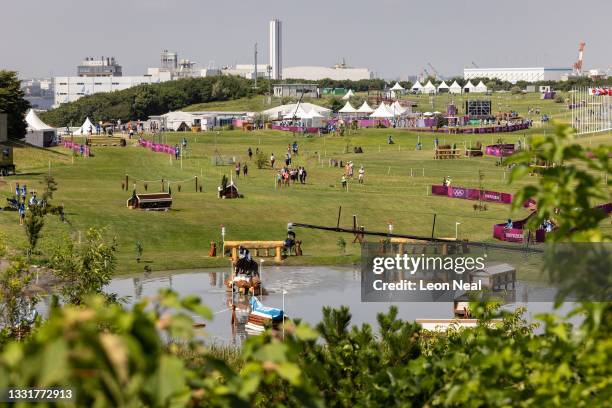 General view of Sea Forest Cross-Country Course during the Eventing Cross Country Team and Individual on day nine of the Tokyo 2020 Olympic Games on...