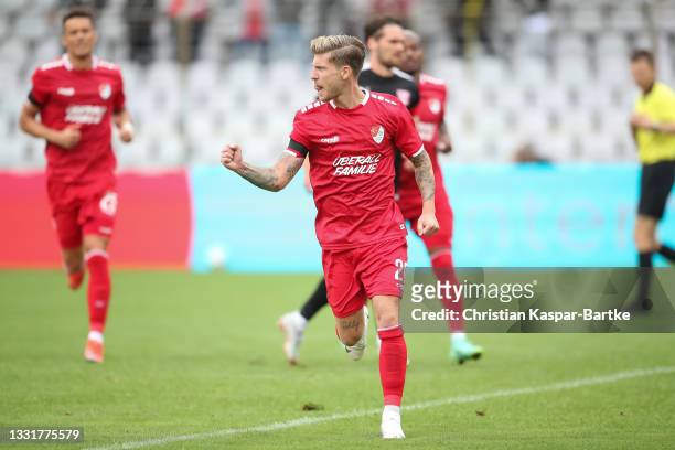 Philip Tuerpitz of Tuerkguecue Muenchen celebrates after scoring their side`s second goal during the 3. Liga match between Türkgücü München and...