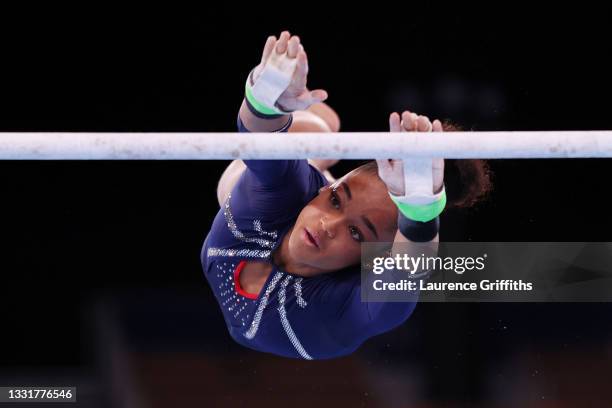 Melanie de Jesus dos Santos of Team France competes in the Women's Uneven Bars Final on day nine of the Tokyo 2020 Olympic Games at Ariake Gymnastics...