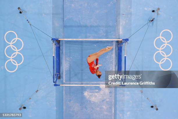 Yufei Lu of Team China competes in the Women's Uneven Bars Final on day nine of the Tokyo 2020 Olympic Games at Ariake Gymnastics Centre on August...