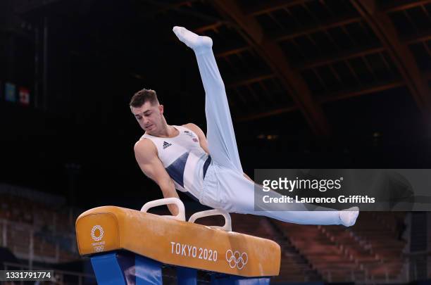 Max Whitlock of Team Great Britain competes in the Men's Pommel Horse Final on day nine on day nine of the Tokyo 2020 Olympic Games at Ariake...
