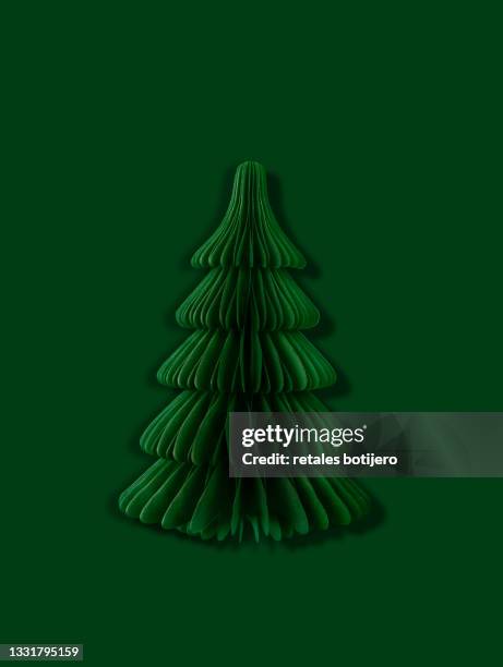 retro paper christmas tree decorations. - paper decoration stock pictures, royalty-free photos & images