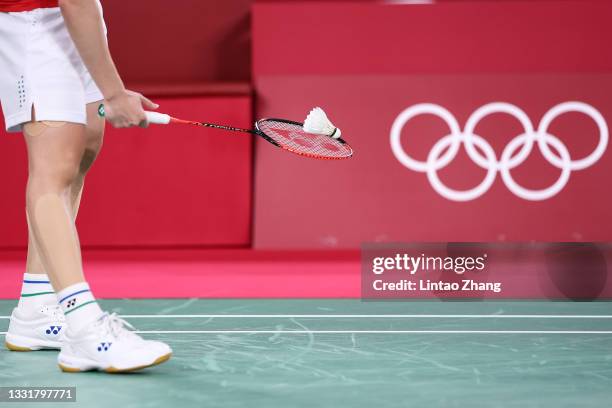 Chen Yu Fei of Team China picks up a shuttlecock as she competes against Tai Tzu-Ying of Team Chinese Taipei during the Women’s Singles Gold Medal...