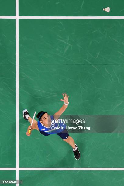 Tai Tzu-Ying of Team Chinese Taipei competes against Chen Yu Fei of Team China during the Women’s Singles Gold Medal match on day nine of the Tokyo...