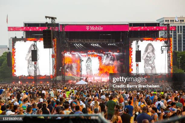 Megan Thee Stallion performs at Lollapalooza in Grant Park on July 31, 2021 in Chicago, Illinois.