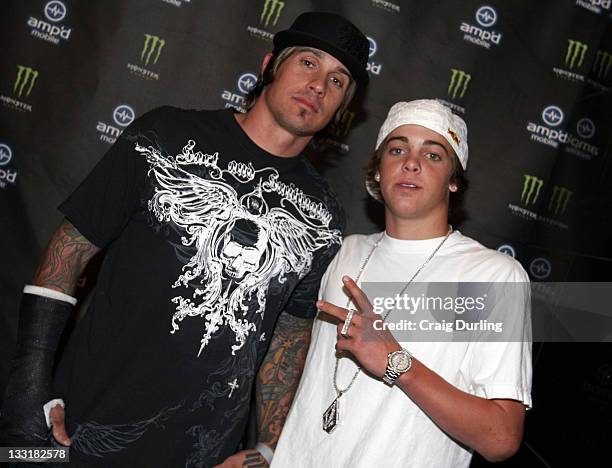 Carey Hart and Ryan Sheckler during Amp'd Mobile & Monster Energy Supercross Season Wrap Party at Palms Hotel & Casino in Las Vegas, Nevada, United...