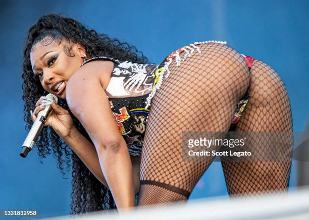 Megan Thee Stallion performs on day 3 of Lollapalooza at Grant Park on July 31, 2021 in Chicago, Illinois.