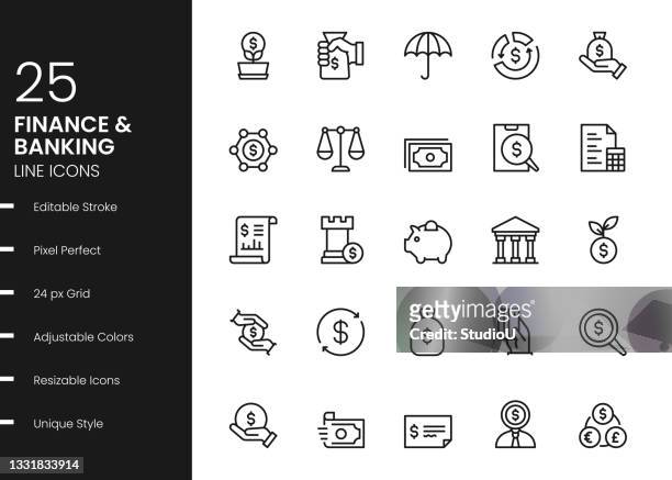 ilustrações de stock, clip art, desenhos animados e ícones de finance and banking line icons - despesa